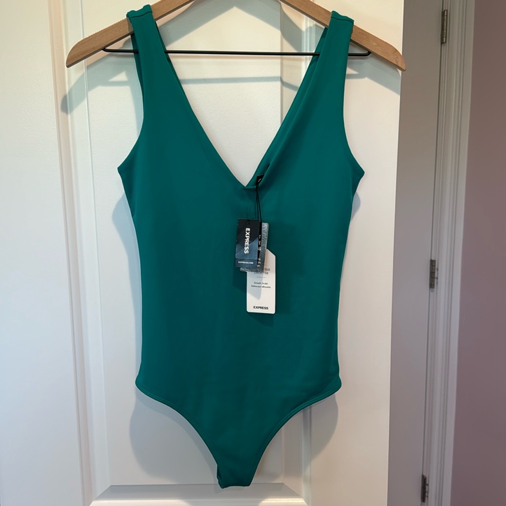 Express Teal V-Neck Bodysuit